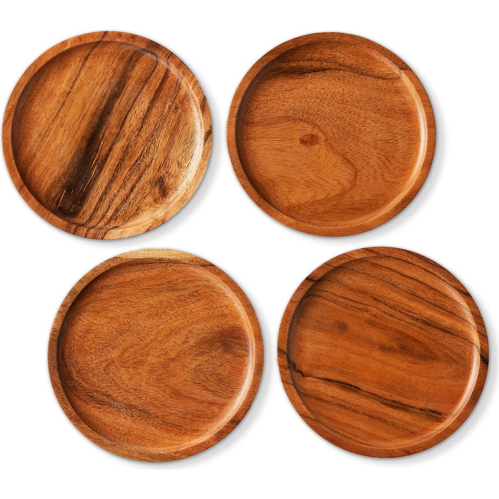Tag Acacia Wood Dining Plates Set Of Four Natural Appetizer In Brown