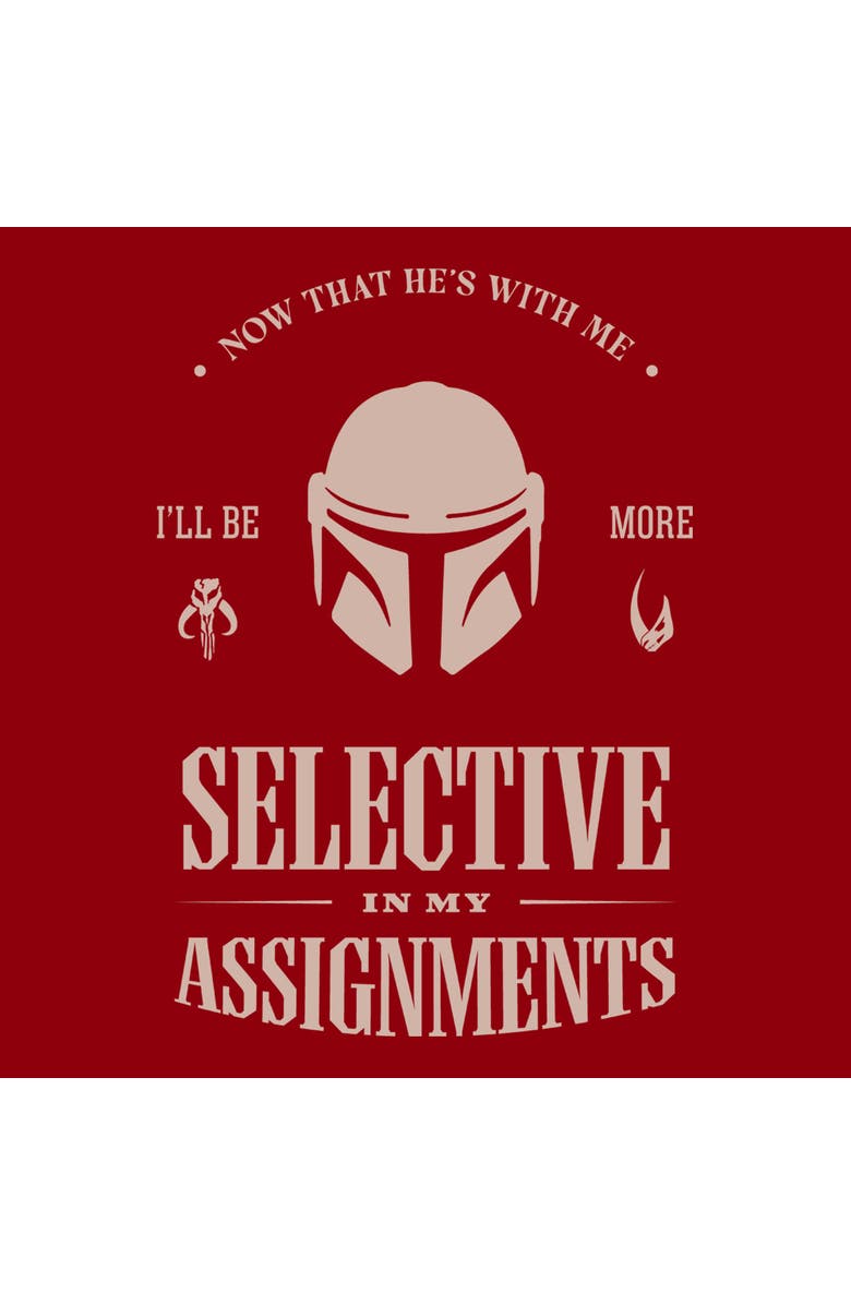Star Wars: The Mandalorian and Grogu Men's Star Wars The Mandalorian and Grogu Selective In My Assignments  Graphic T-Shirt, Alternate, color, Cardinal