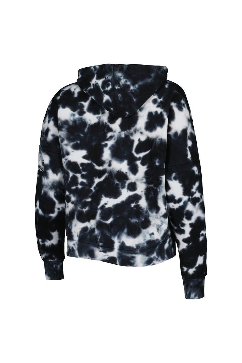 Women's New Era Black Brooklyn Nets Brushed Cotton Tie-Dye Pullover Hoodie, Alternate, color, Black