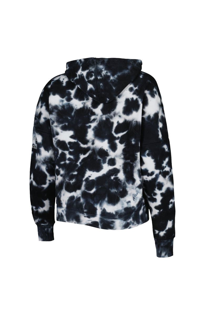 New Era Women's New Era Black Brooklyn Nets Brushed Cotton Tie-Dye Pullover Hoodie, Alternate, color, Black
