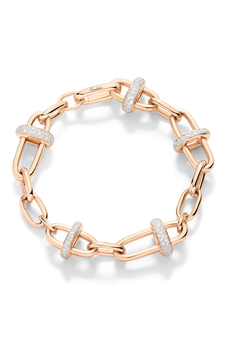 Iconica Diamond Link Bracelet, Main, color, ROSE GOLD