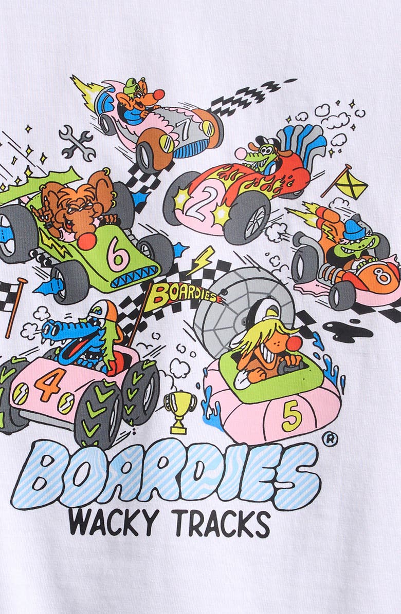 Boardies Kids' Wacky Tracks Graphic T-Shirt, Alternate, color, White