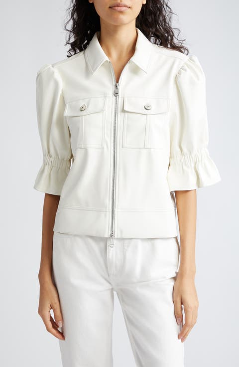 Holly Ruffle Faux Leather Jacket