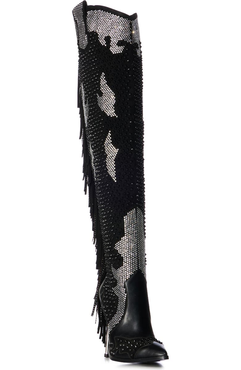 AZALEA WANG Crewe Fringe Over the Knee Boot, Main, color,