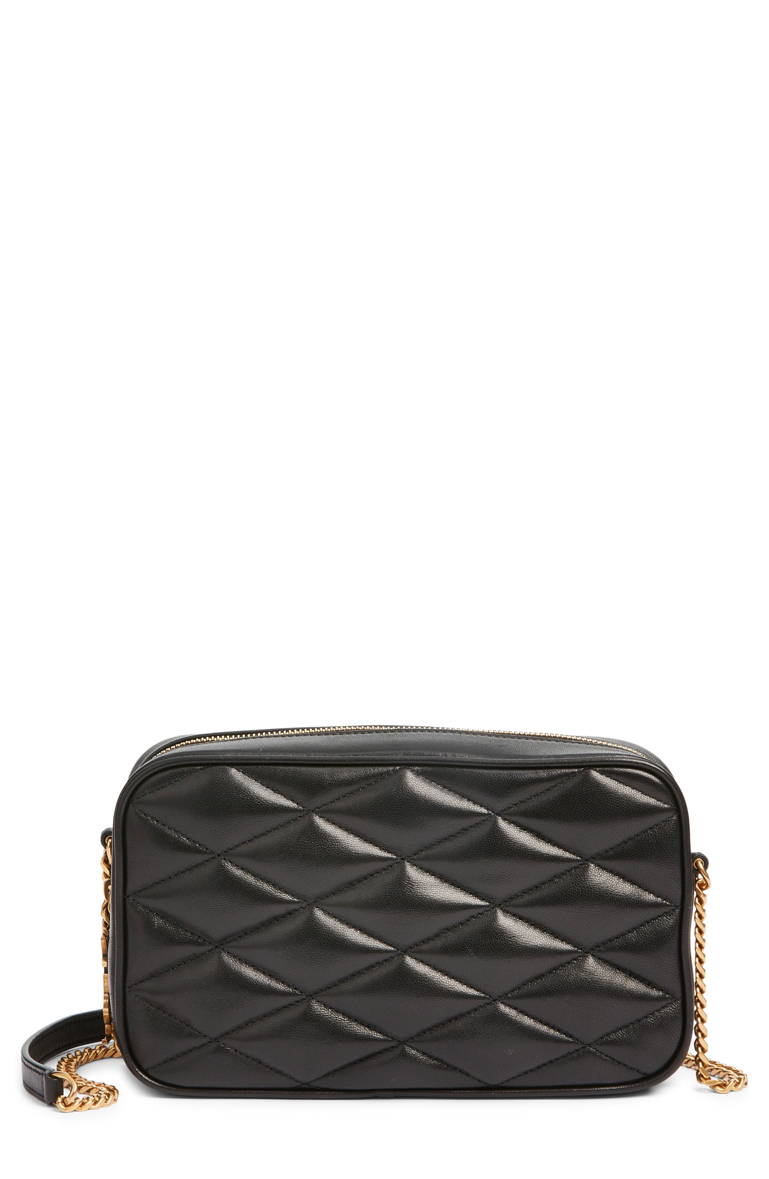 Saint Laurent Gaby Diamond Quilted Leather Camera Bag, Main, color, Noir