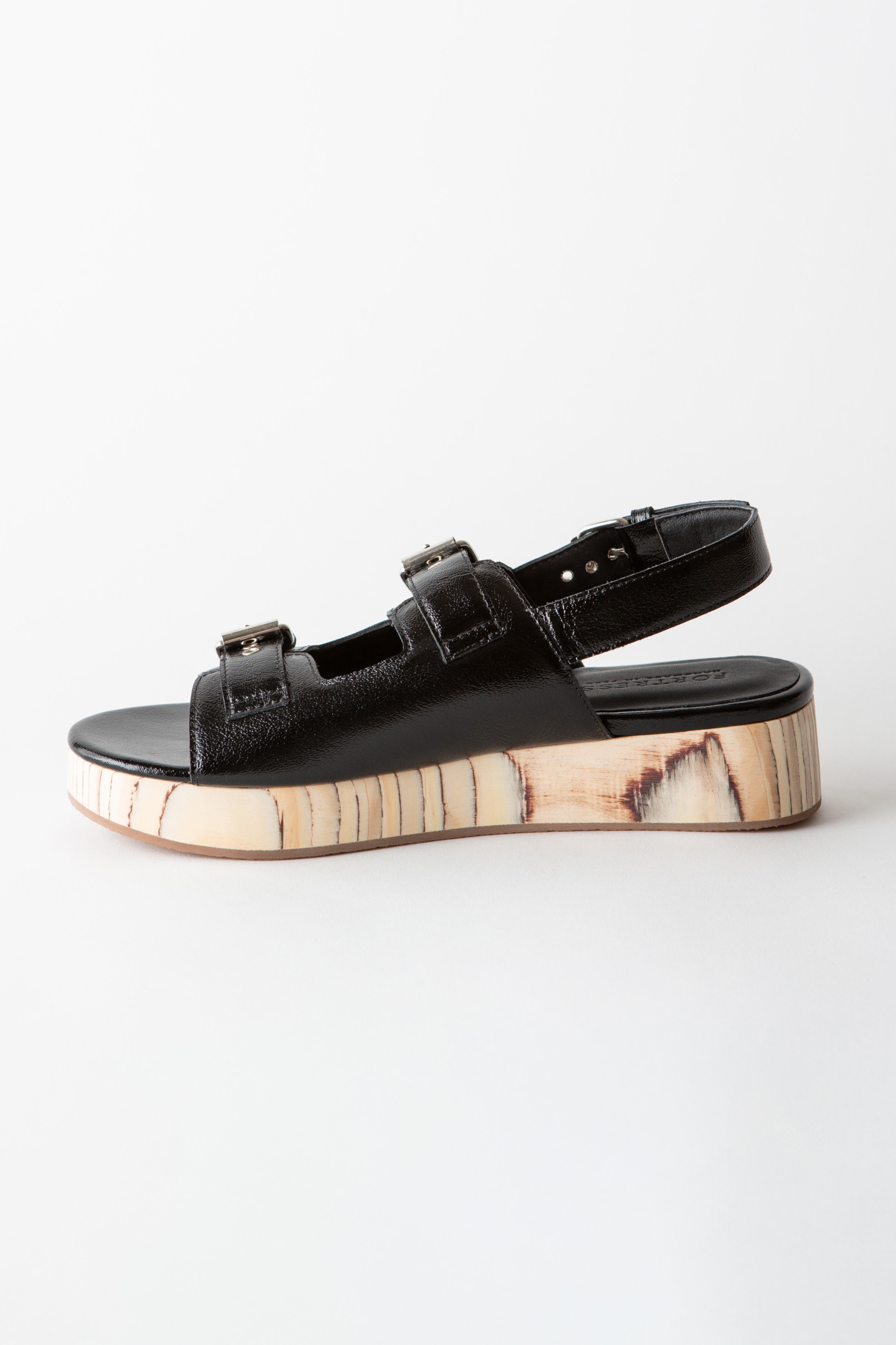 Fortress Leja Flatform Sandal, Alternate, color, Gloss Black Nappa