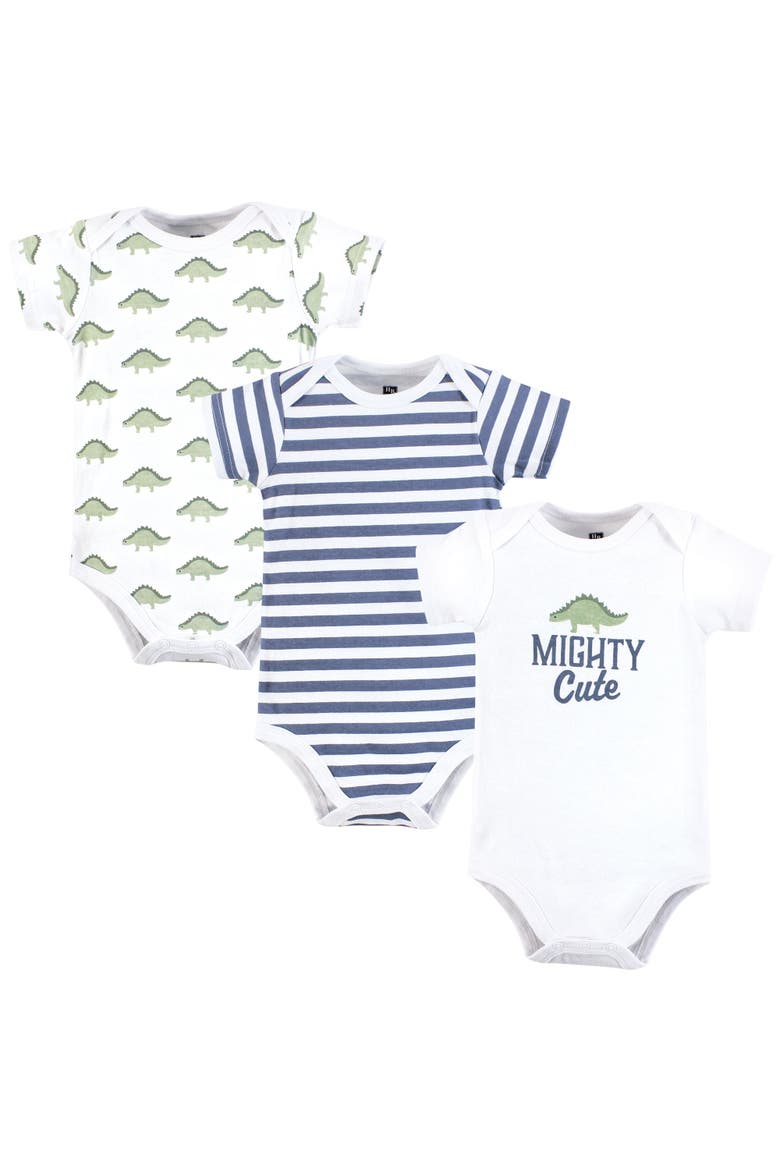 Soft Cotton Bodysuit Triple Pack, Main, color, Mighty Cute Dino