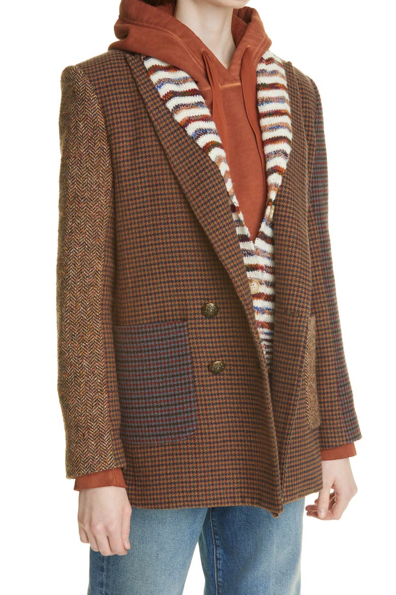 Faustine Mix Print Jacket, Alternate, color, CAMEL / BLUE