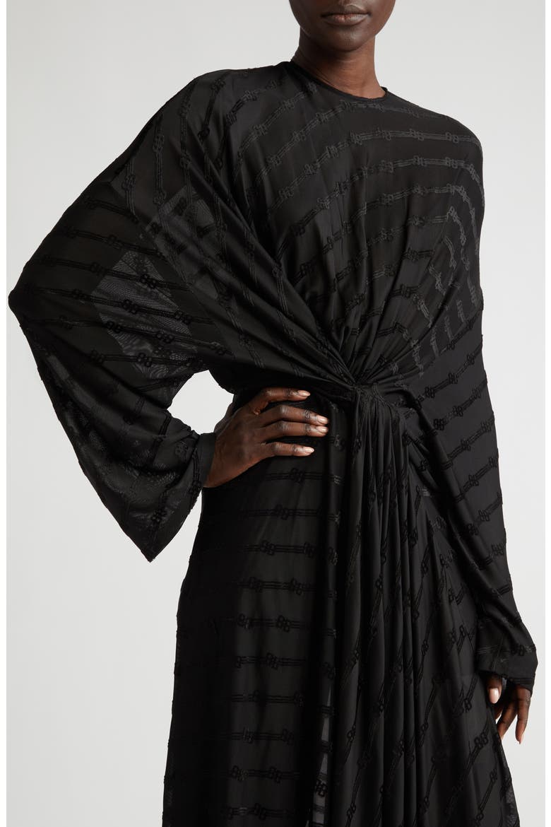 BB Tie Front Long Sleeve Dress, Alternate, color, BLACK