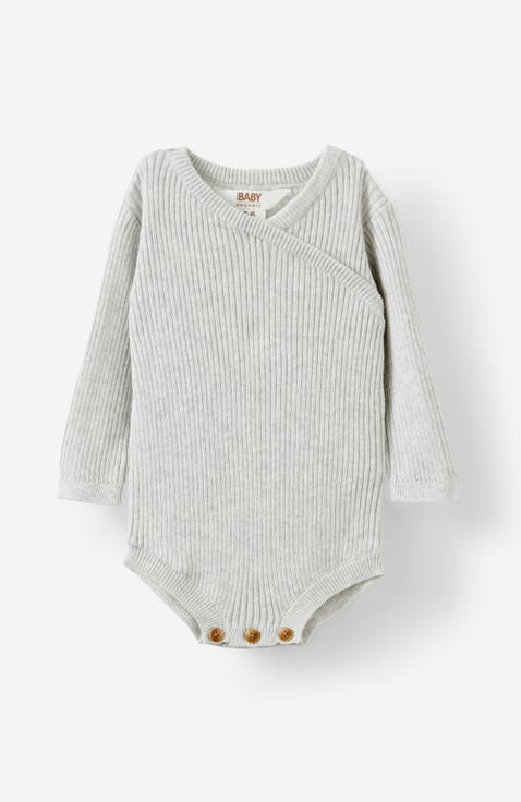 Organic Rib Knit Cross Over Tie Bubbysuit