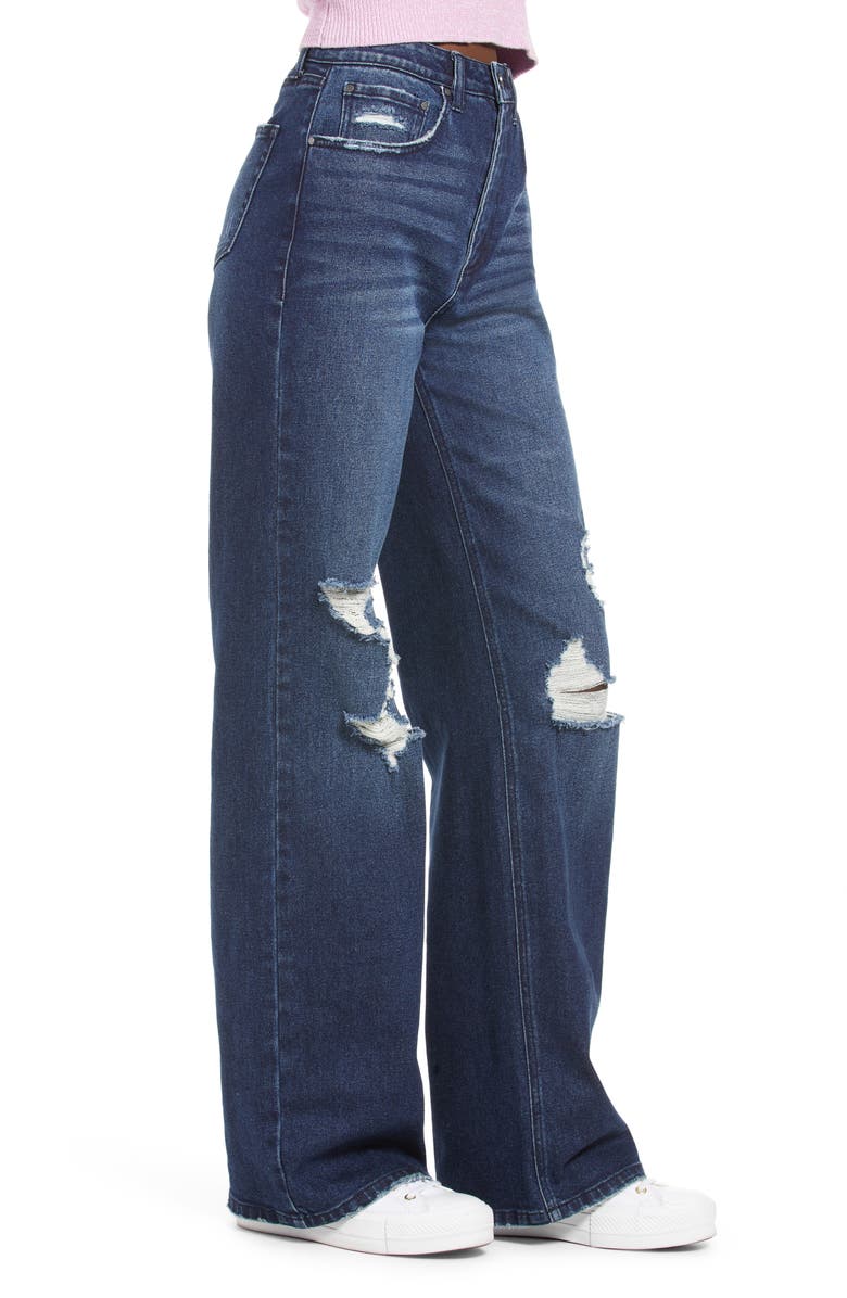 BP. High Waist Distressed Wide Leg Jeans, Alternate, color,