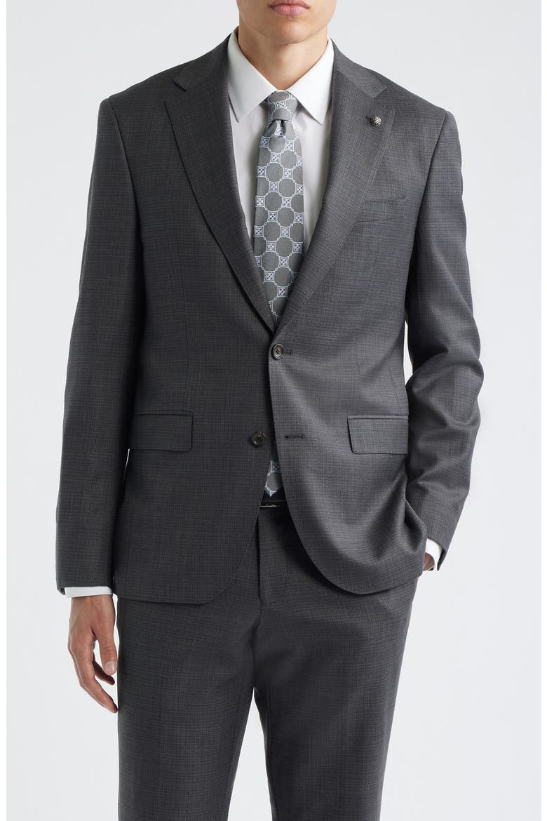 Esprit Contemporary Fit Charcoal Grey Slub Super 120s Wool Suit, Alternate, color, GREY