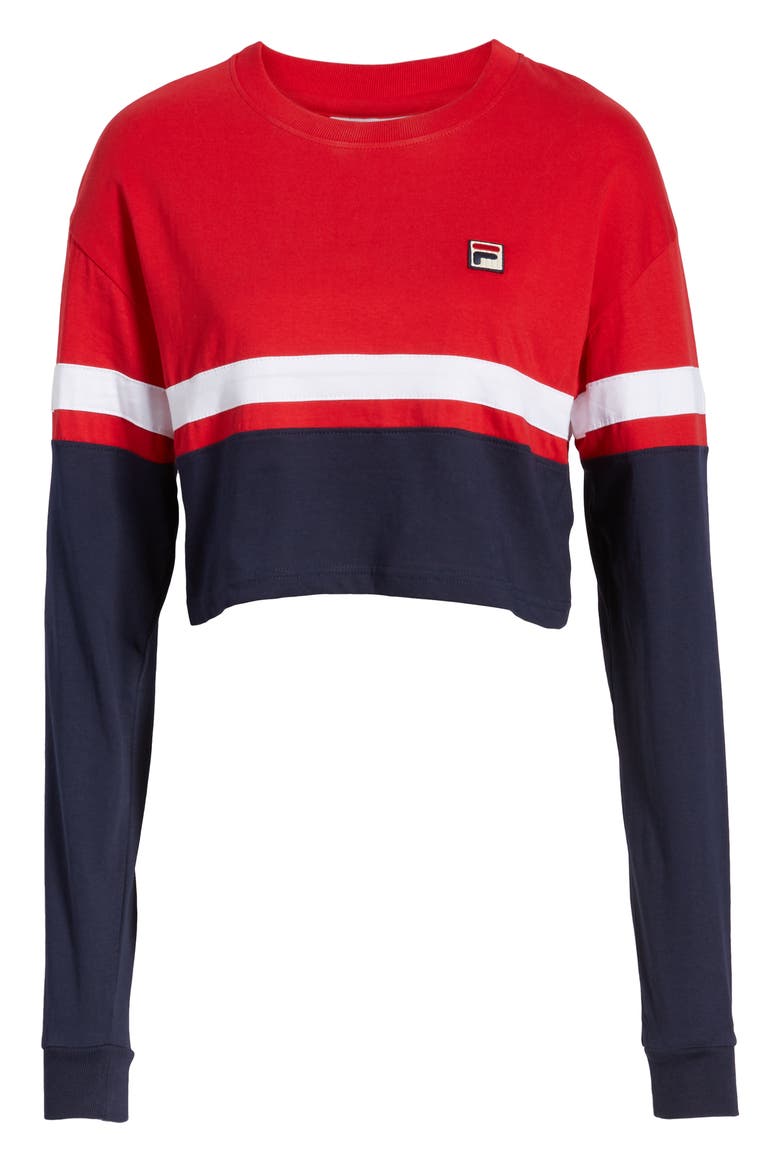 Vivian Crop Tee, Alternate, color, CHINESE RED/ PEA COAT/ WHITE