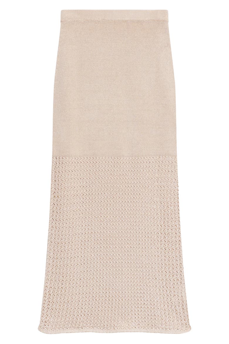 Open Stitch Detail Cotton Maxi Sweater Skirt, Alternate, color, ALMOND