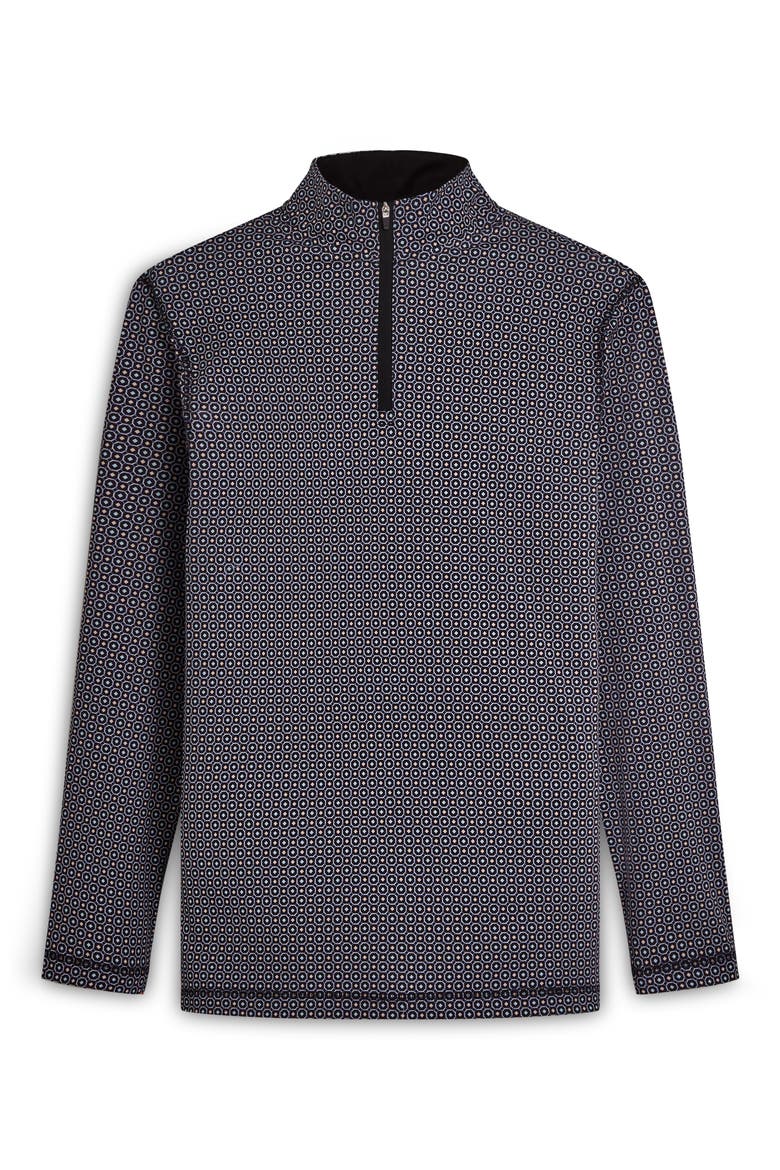 OoohCotton® Print Quarter Zip Pullover, Alternate, color, TURQUOISE