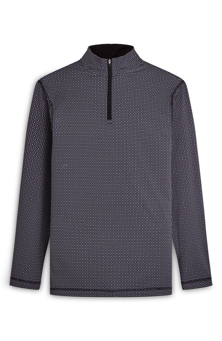 Bugatchi OoohCotton<sup>®</sup> Print Quarter Zip Pullover, Alternate, color, Turquoise