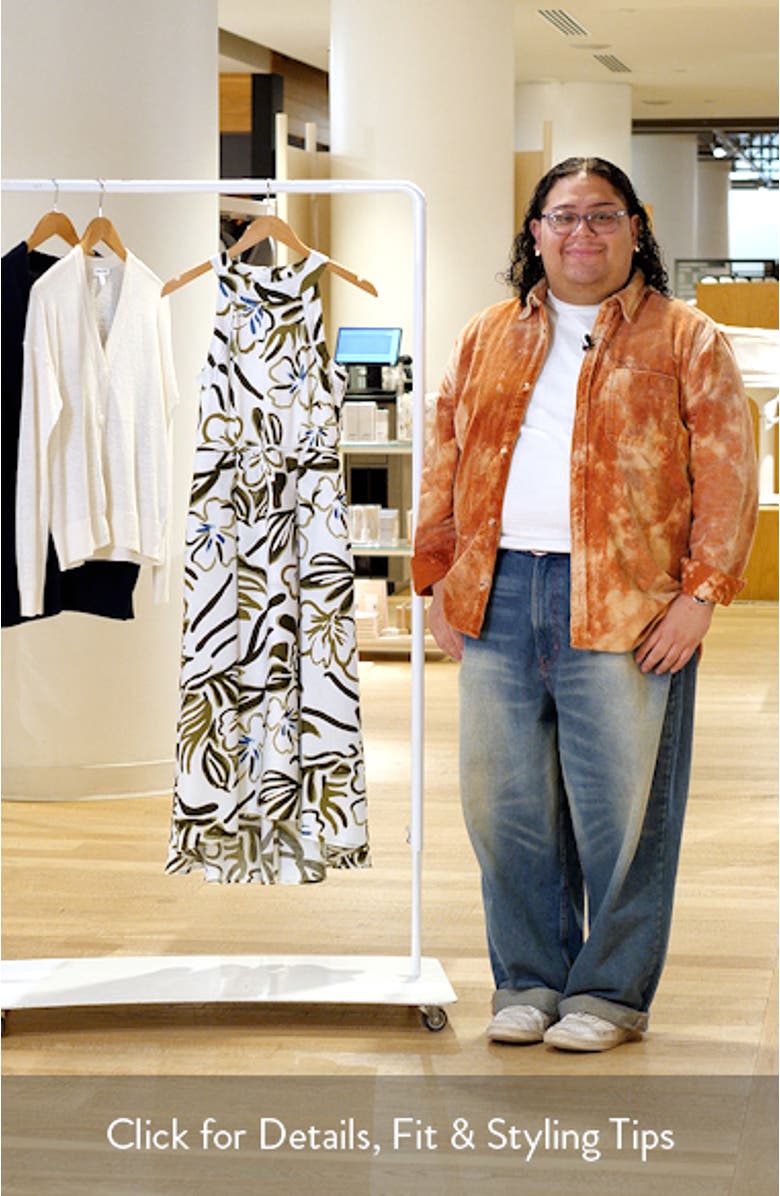 Leaf Print Sleeveless Fit & Flare Dress, sales video thumbnail