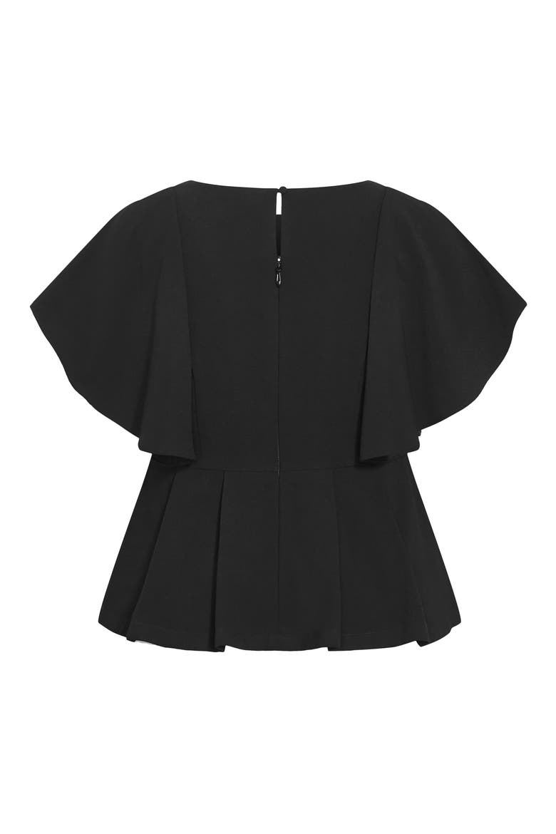 Flutter Sleeve Peplum Top, Alternate, color, BLACK