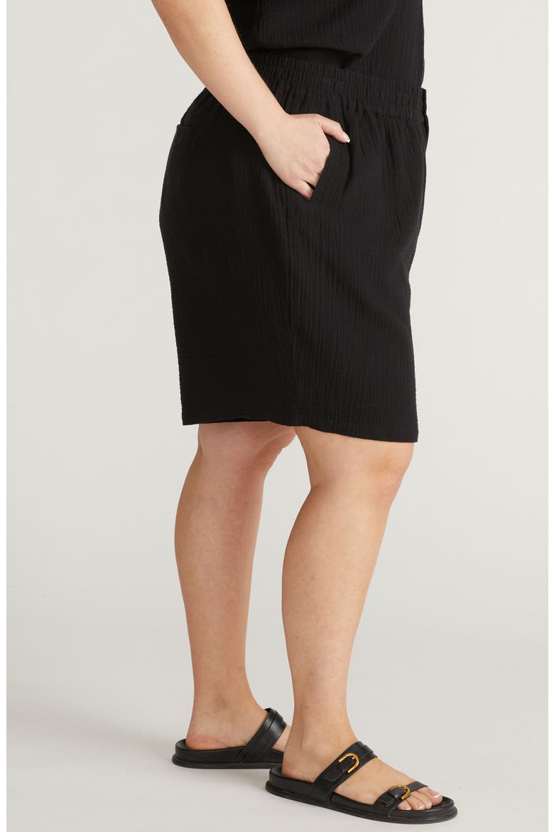 Cotton Gauze Beach Shorts, Alternate, color, BLACK