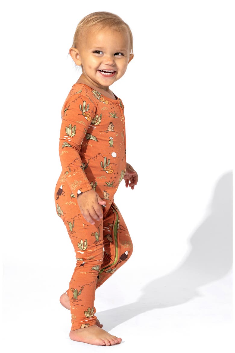 Kids' Desert Fitted One-Piece Convertible Pajamas, Alternate, color, ORANGE