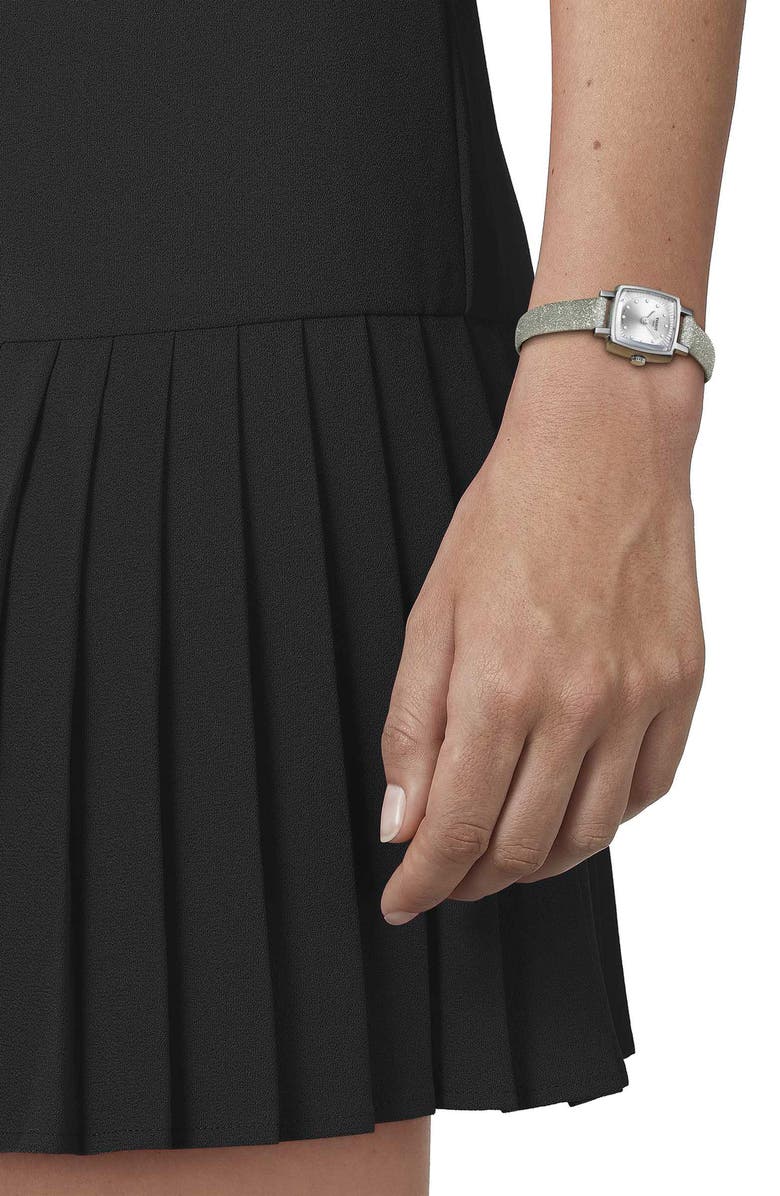 Tissot Loveley Square Diamond Watch with Interchangeable Straps, 20mm, Alternate, color, Silver