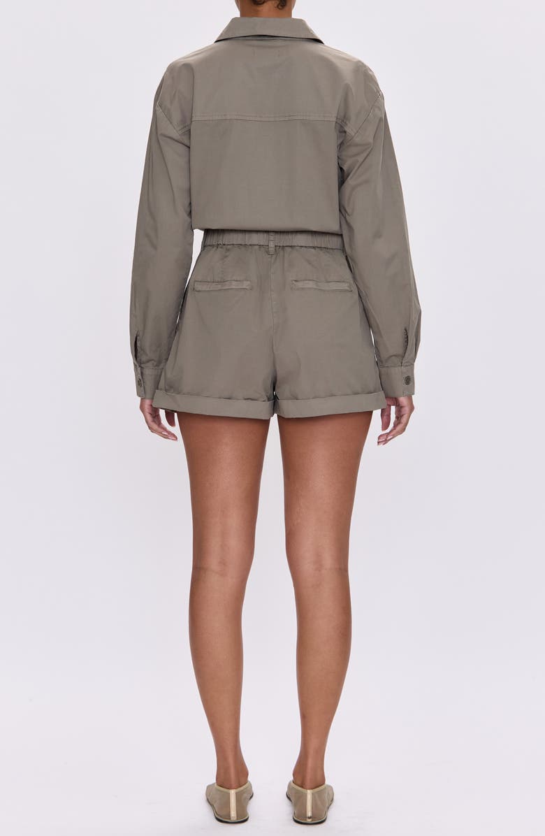 Pistola Archie Long Sleeve Stretch Cotton Romper, Alternate, color, Soft Moss