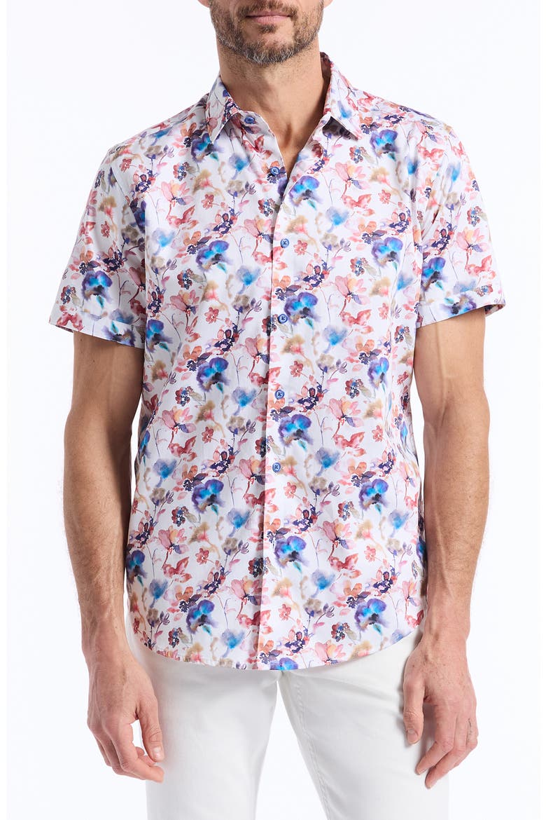 Short Sleeve Button Up Shirt, Main, color, MULTI