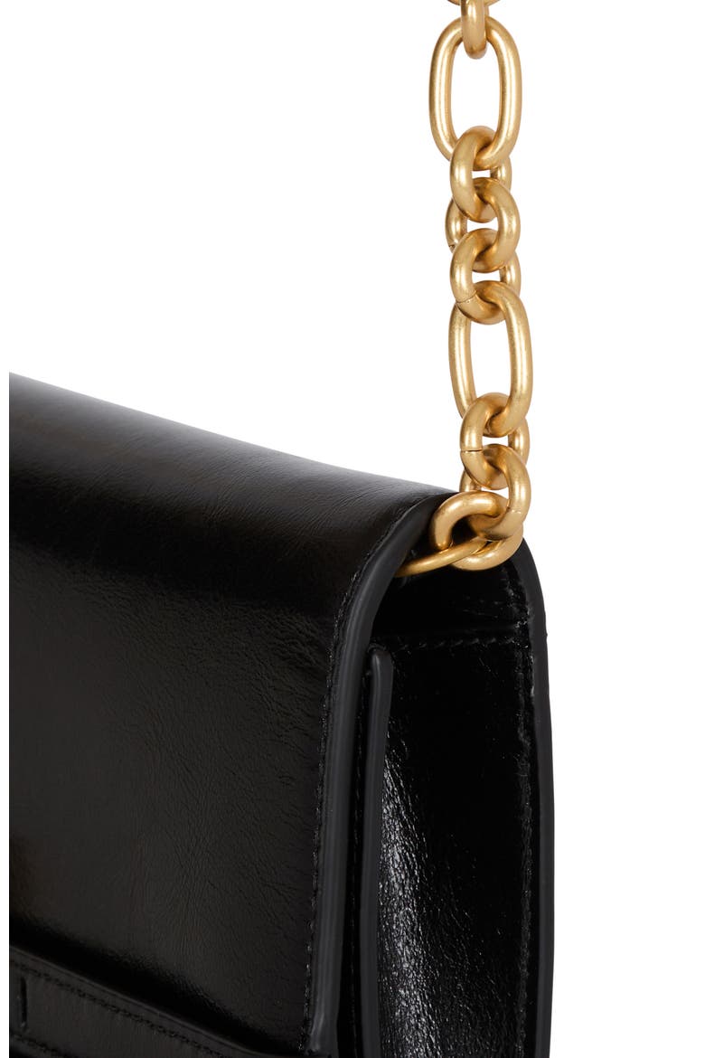 Shuffle calfskin wallet with chain, Alternate, color, black