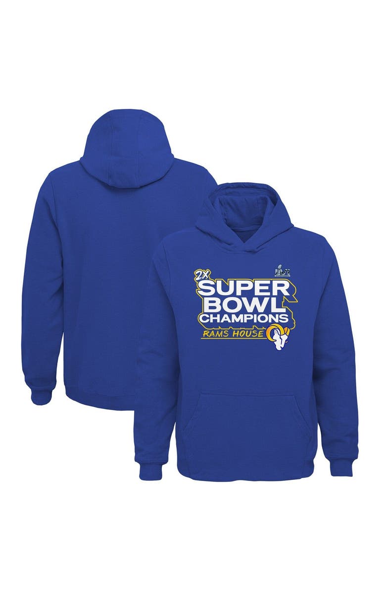 FANATICS Youth Fanatics Branded Royal Los Angeles Rams Super Bowl LVI Champions Parade Pullover Hoodie, Alternate, color, 