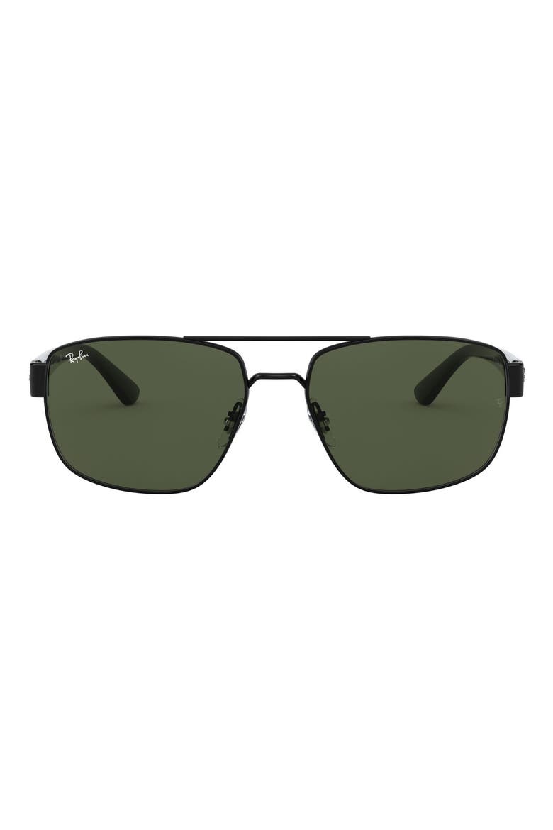 60mm Navigator Sunglasses, Main, color, BLACK/ GREEN