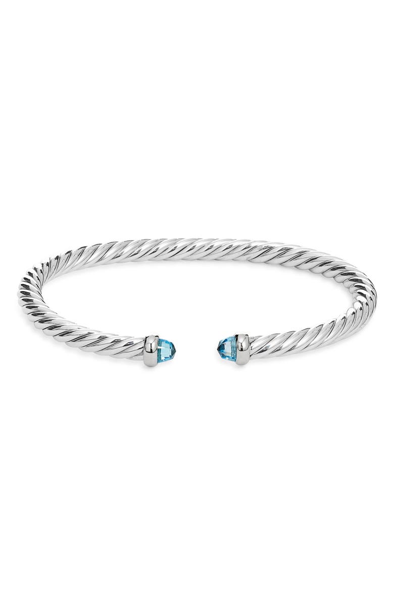 David Yurman Cable Flex Bracelet, Main, color, Silver/ Blue Topaz