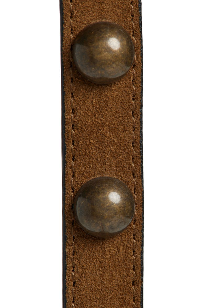 Studded Skinny Belt, Alternate, color, TOBACCO/ GOLD STUD