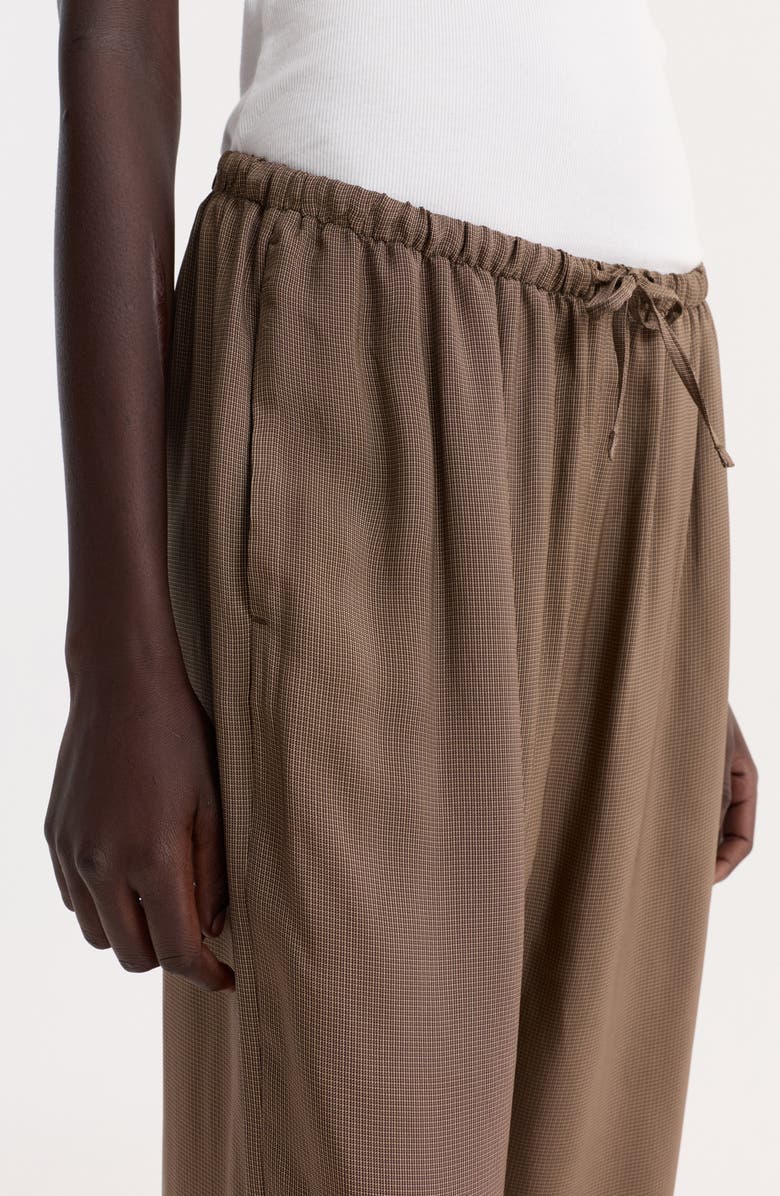 Róhe Mini Check Relaxed Drawstring Pants, Alternate, color, Brown Mini Check