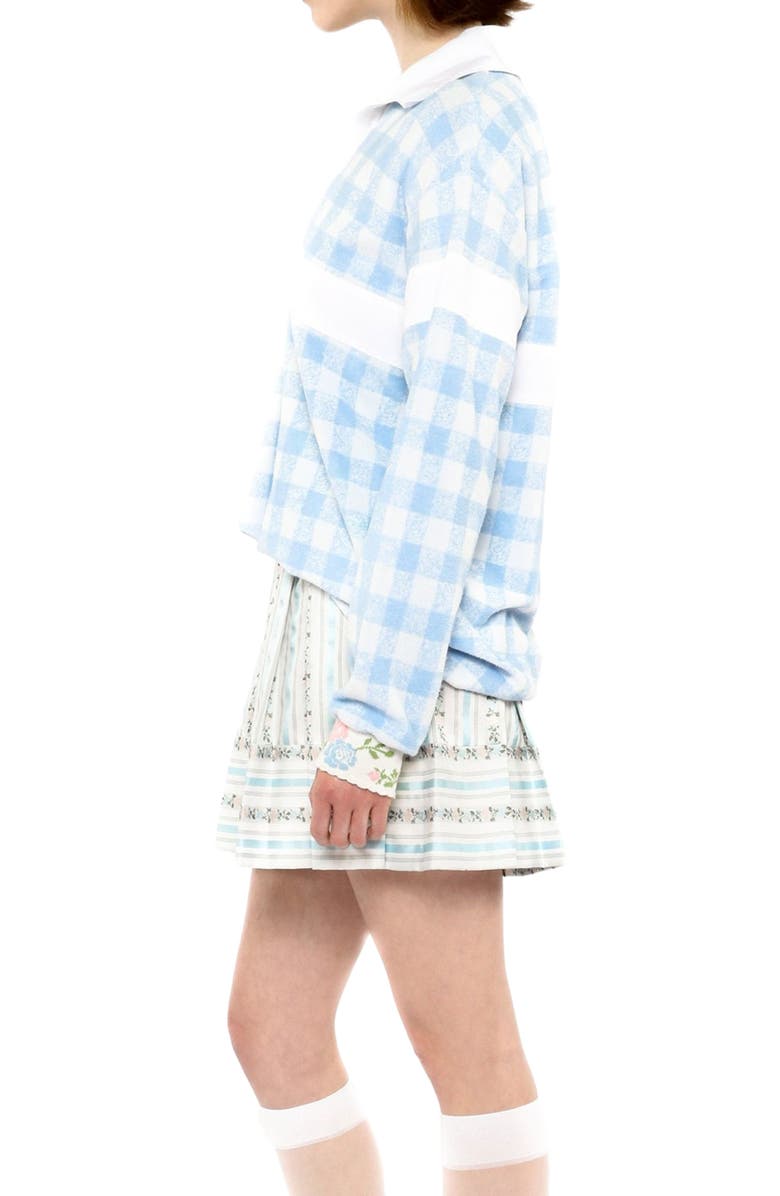 Anna Sui Gingham Terry Top, Alternate, color, Baby Blue