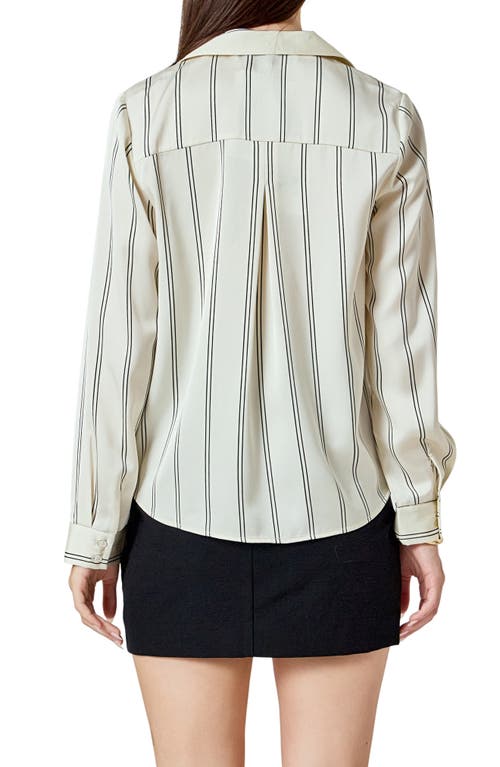 Endless Rose Stripe Wrap Front Top In Gray