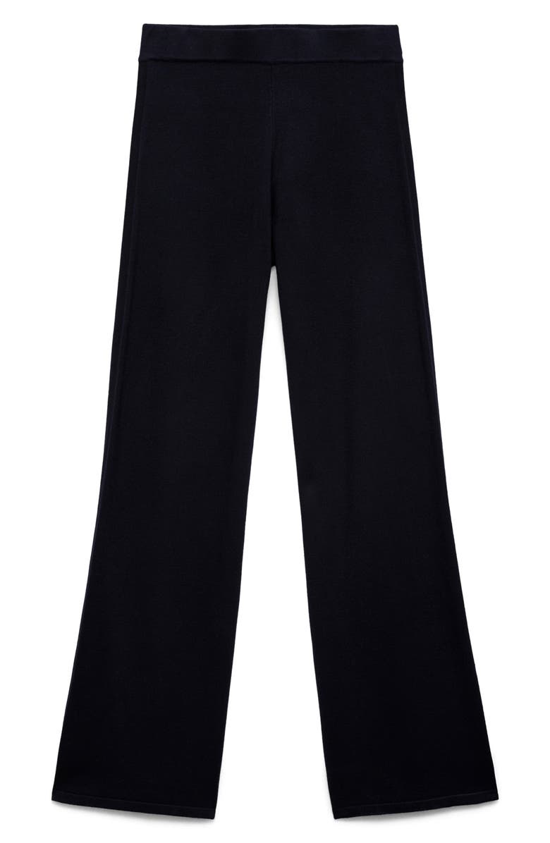 MANGO High Waist Wide Leg Knit Pants, Alternate, color, Dark Navy