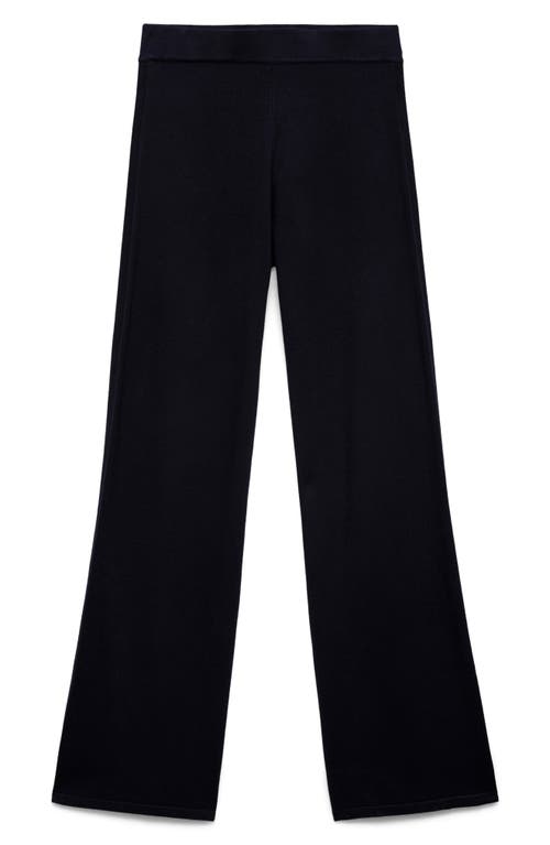 Mango High Waist Wide Leg Knit Pants In Blue