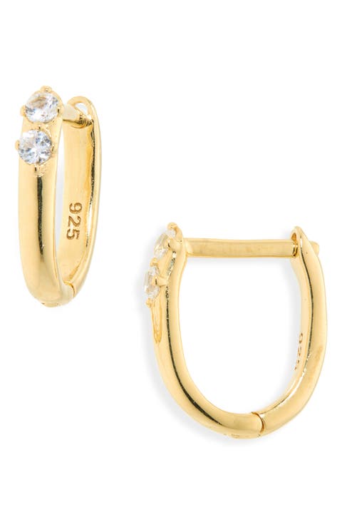Demi-Fine Crystal Huggie Hoop Earrings