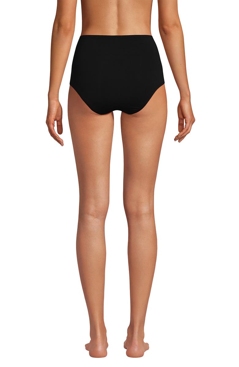 Lands' End Sculpting Suit Chlorine Resistant Targeted Control Retro High Waisted Bikini Swim Bottoms, Alternate, color, Black