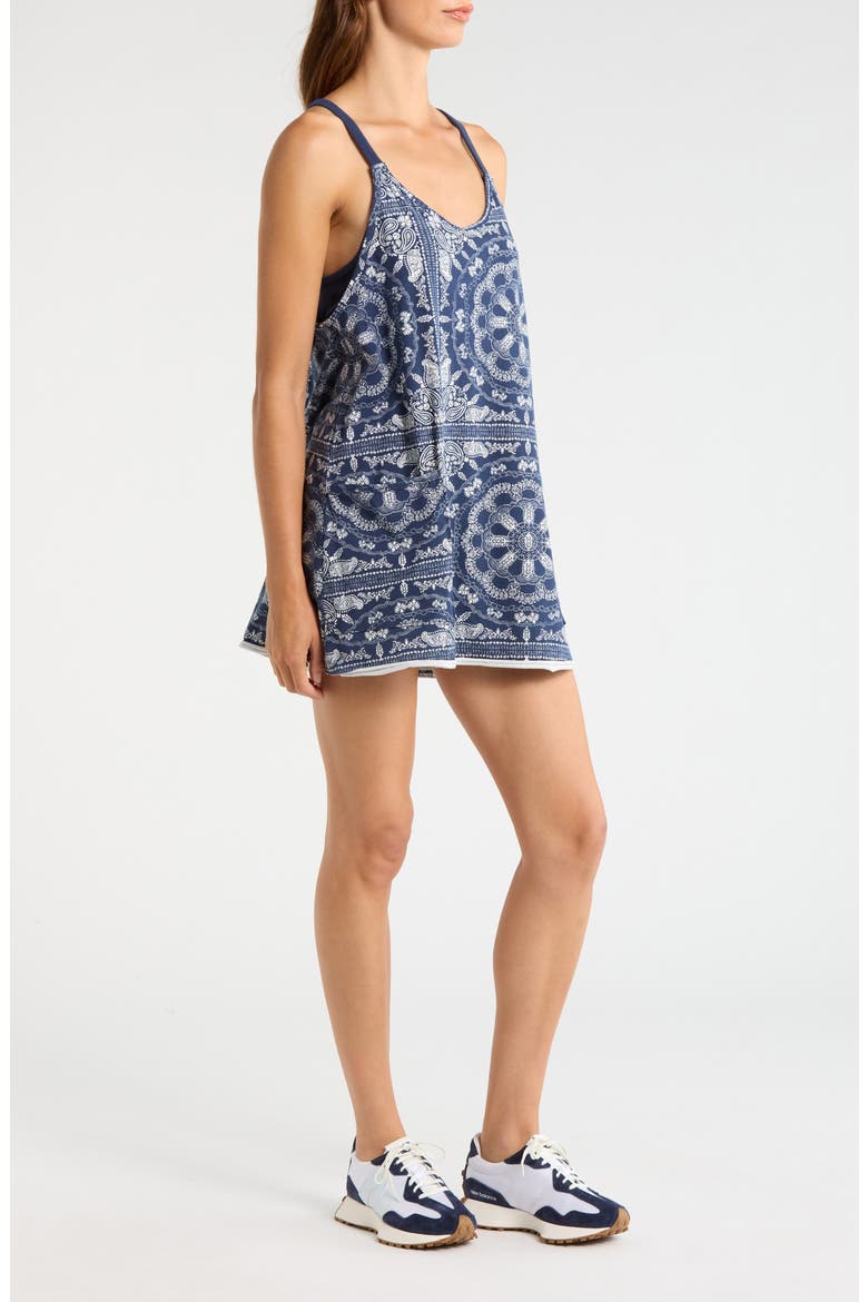 FP Movement Hot Shot Print Stretch Cotton Tank Minidress, Alternate, color, BANDANA NAVY COMBO