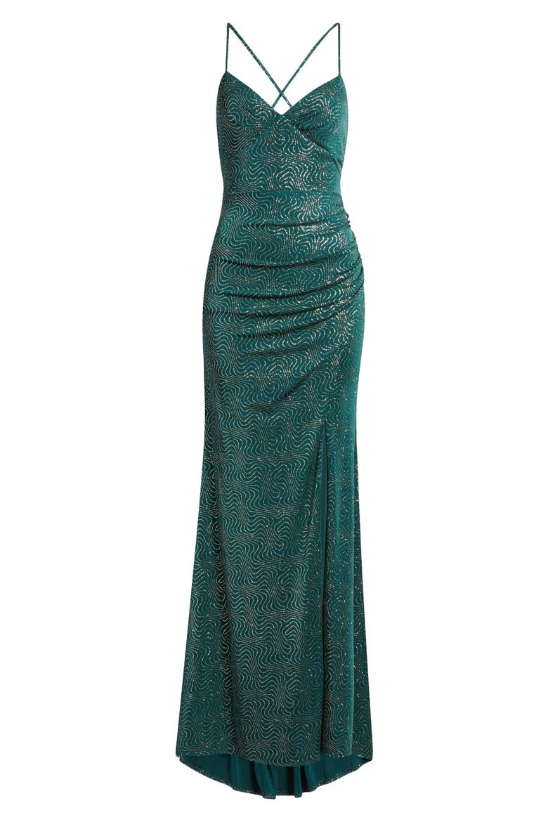 Glitter Swirl Strappy Dress, Alternate, color, HUNTER GOLD
