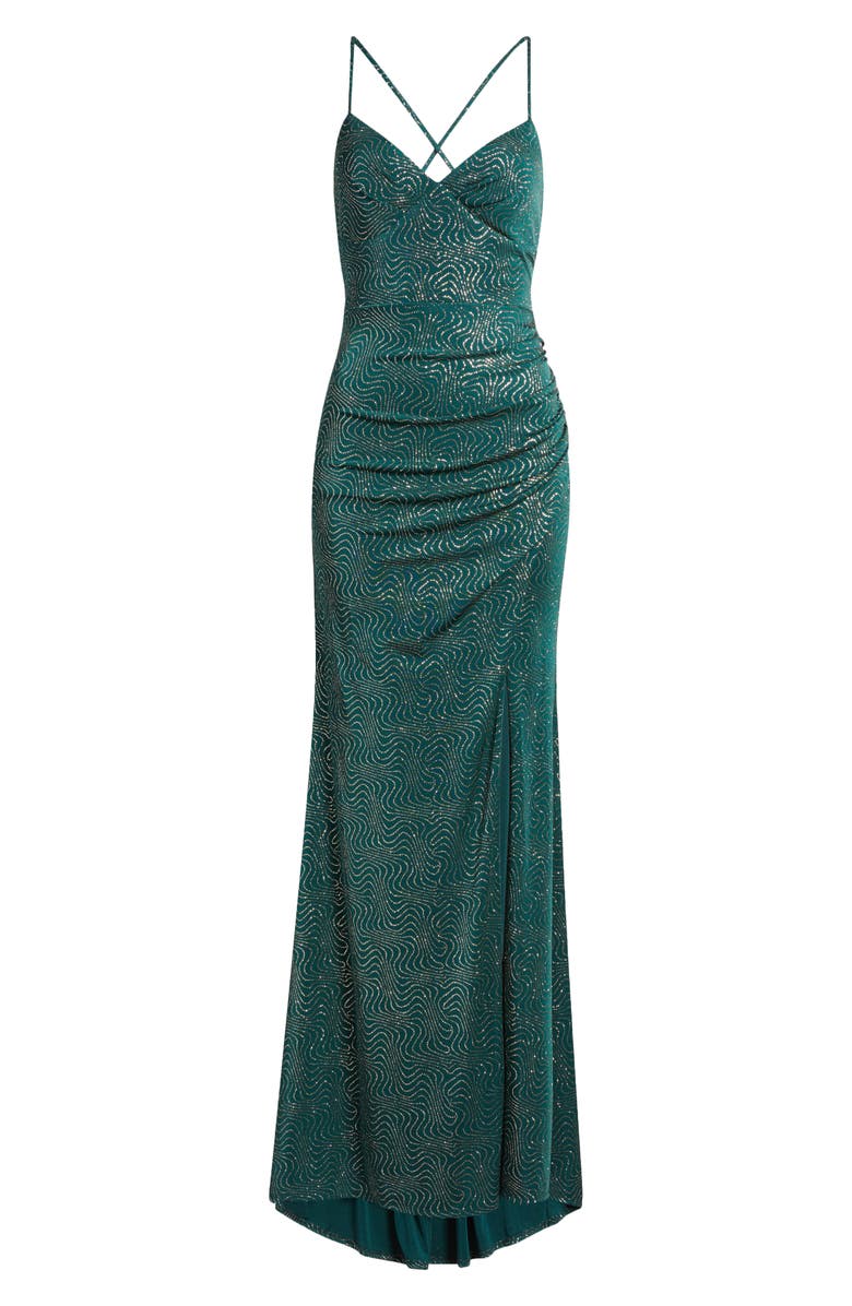 CITY STUDIO Glitter Swirl Strappy Dress, Alternate, color, Hunter Gold