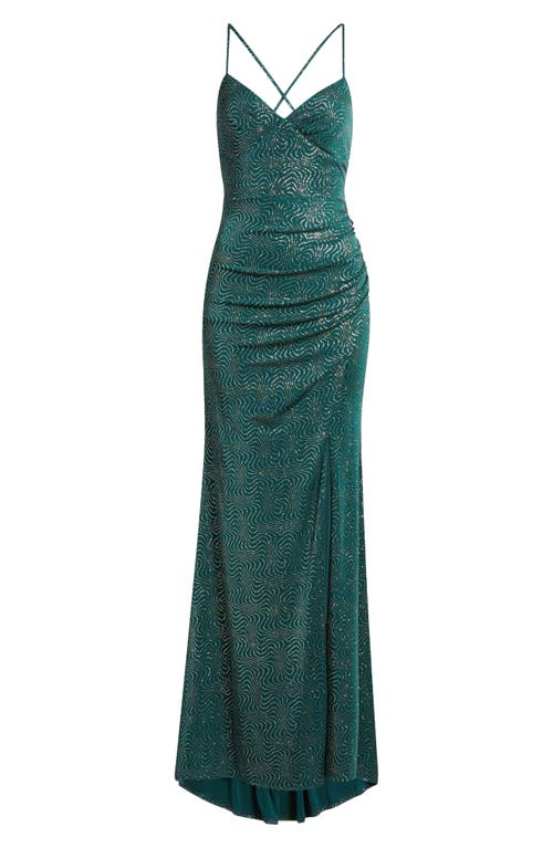 City Studio Glitter Swirl Strappy Dress In Hunter Gold