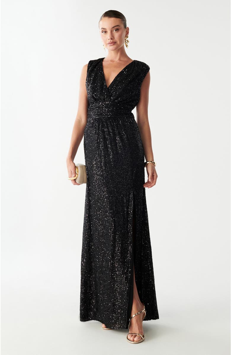 BWLDR Cottier Maxi Dress, Alternate, color, Black Sequin