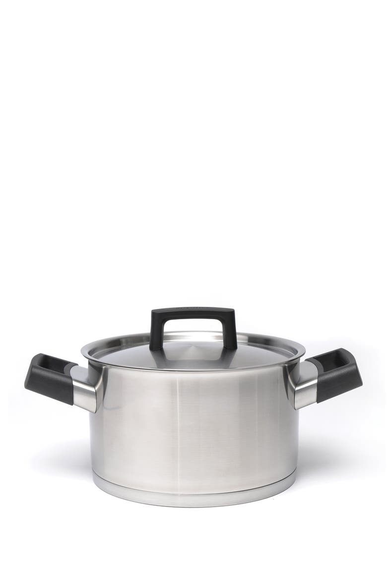Silver/Black Ron 8" Covered Casserole, Main, color, SILVER/ BLACK HANDLE