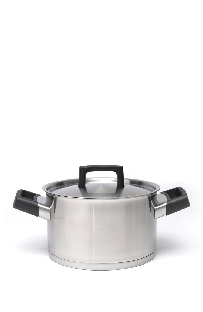 BergHOFF Silver/Black Ron 8" Covered Casserole, Main, color, Silver/ Black Handle