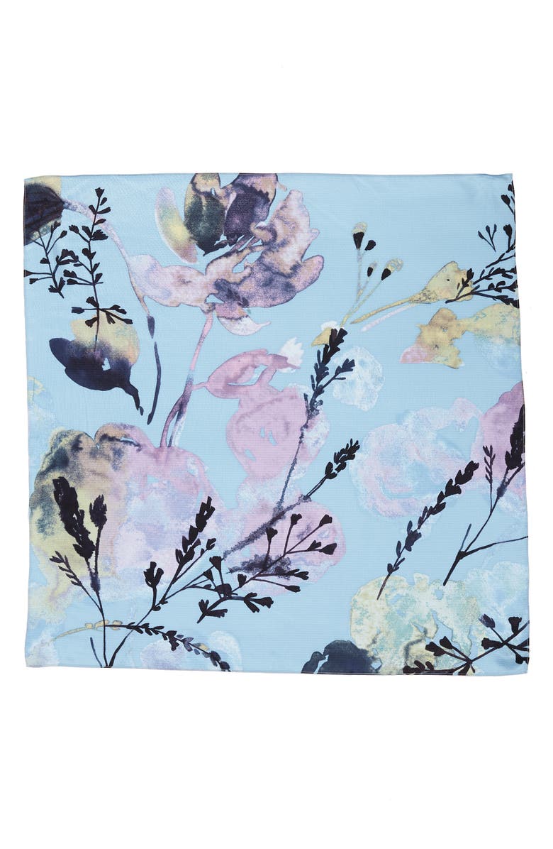 Nordstrom April Floral Print Hammered Silk Square Scarf, Alternate, color, 