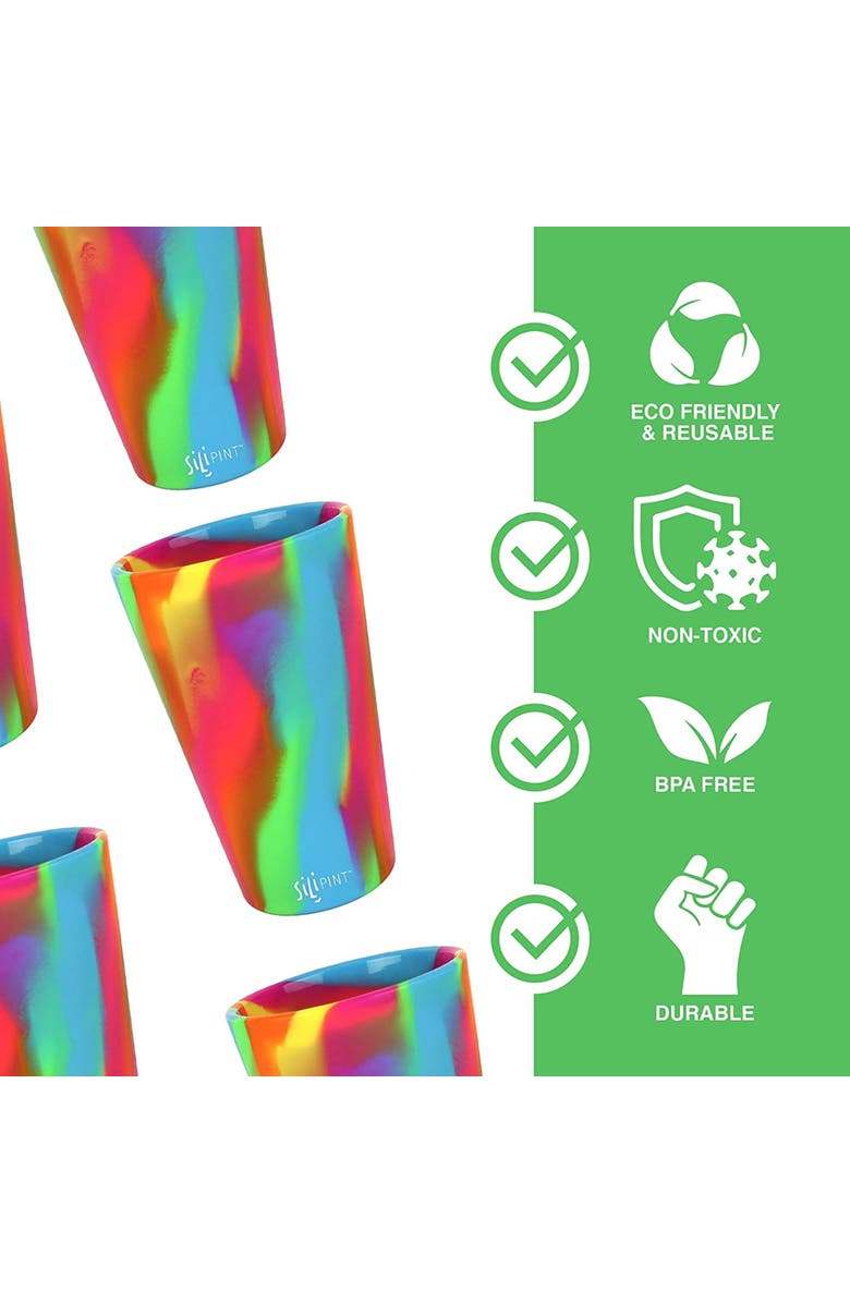 Silipint Silicone Pint Glasses 4 Pack 16oz, Alternate, color, Multicolored