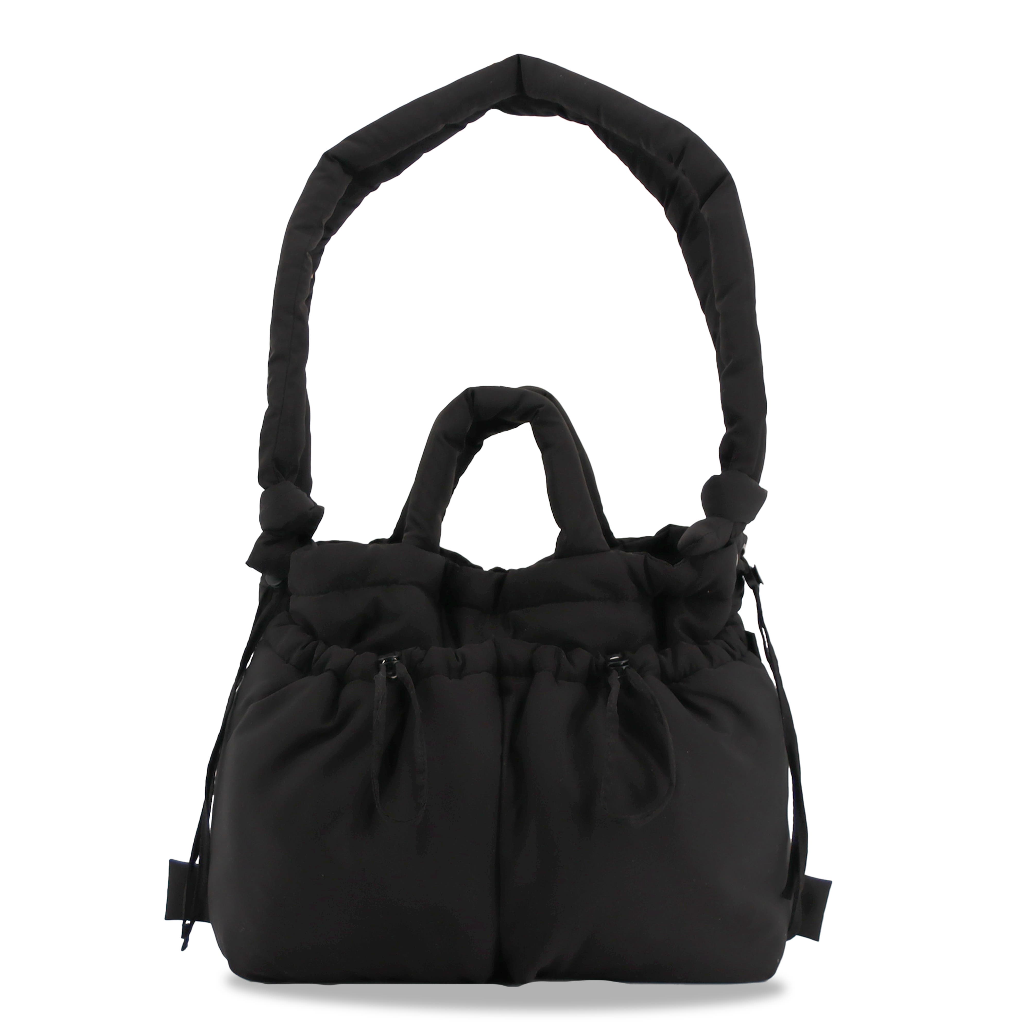 J World Puffy Convertible Tote with Adjustable Handles, Main, color, Black