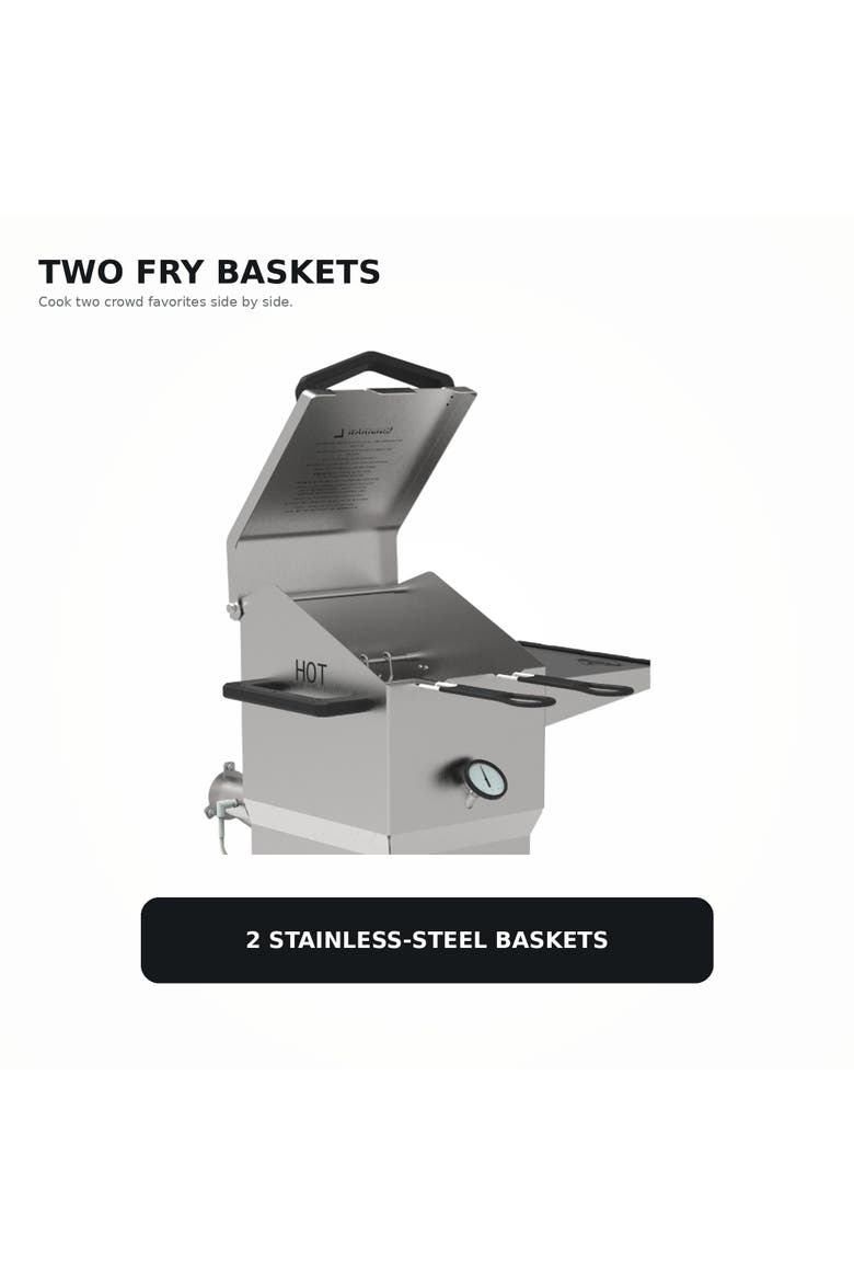 Outdoor Deep Fryer, 2 Baskets 57,000 BTU Outdoor Fryer, 4.37-Gal Oil Capacity, Alternate, color, Stainless Steel